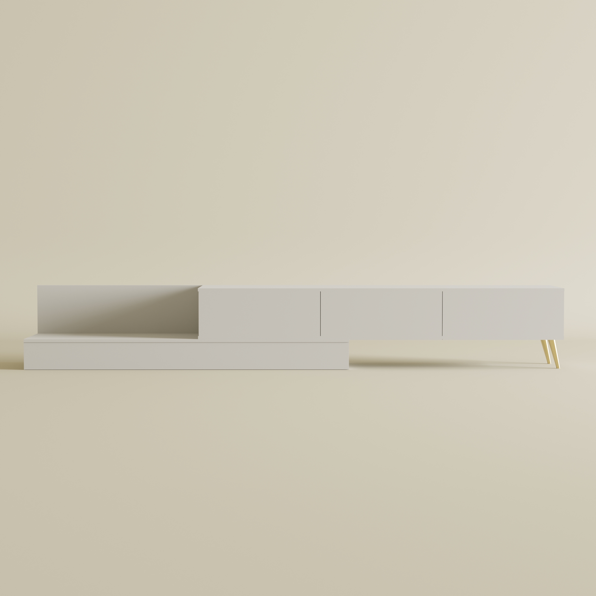 طاولة تلفزيون قابلة للتمدد - لون أبيض