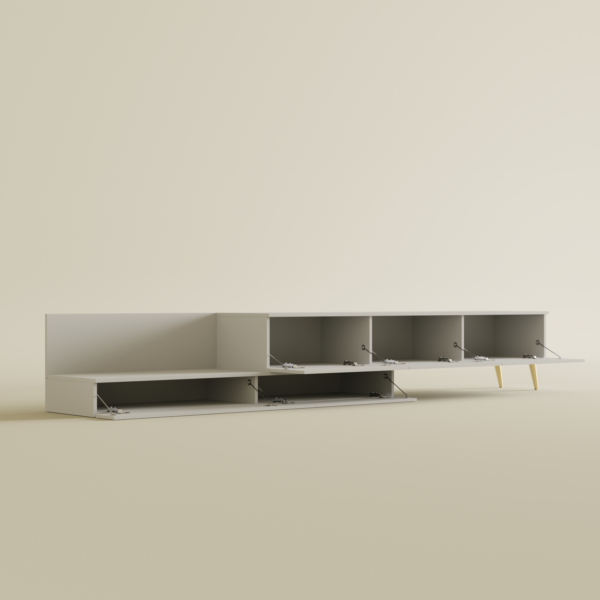 طاولة تلفزيون قابلة للتمدد - لون أبيض