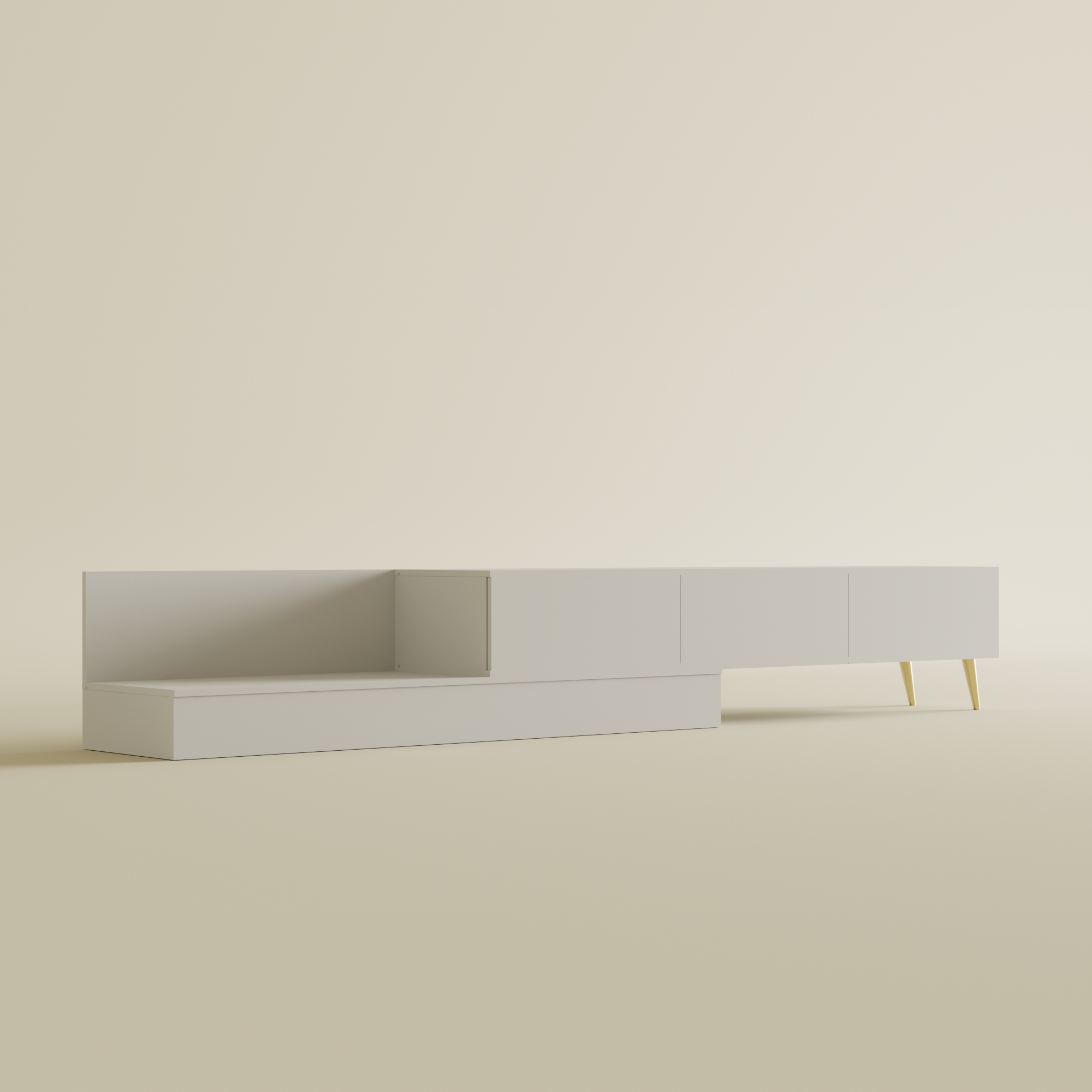 طاولة تلفزيون قابلة للتمدد - لون أبيض