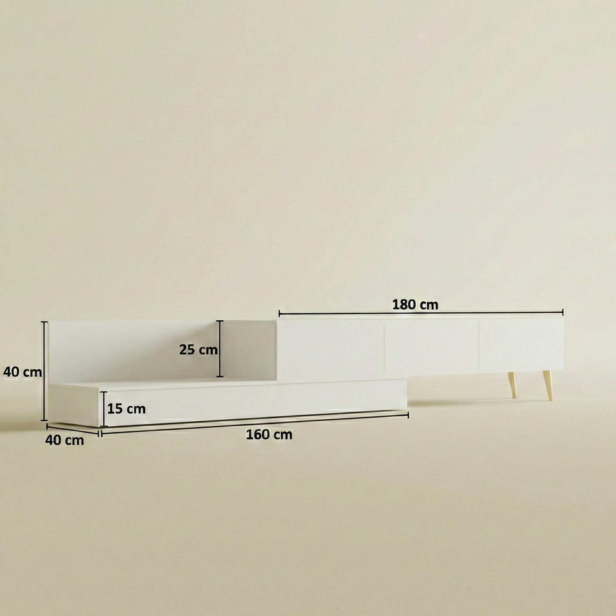 طاولة تلفزيون قابلة للتمدد - لون أبيض