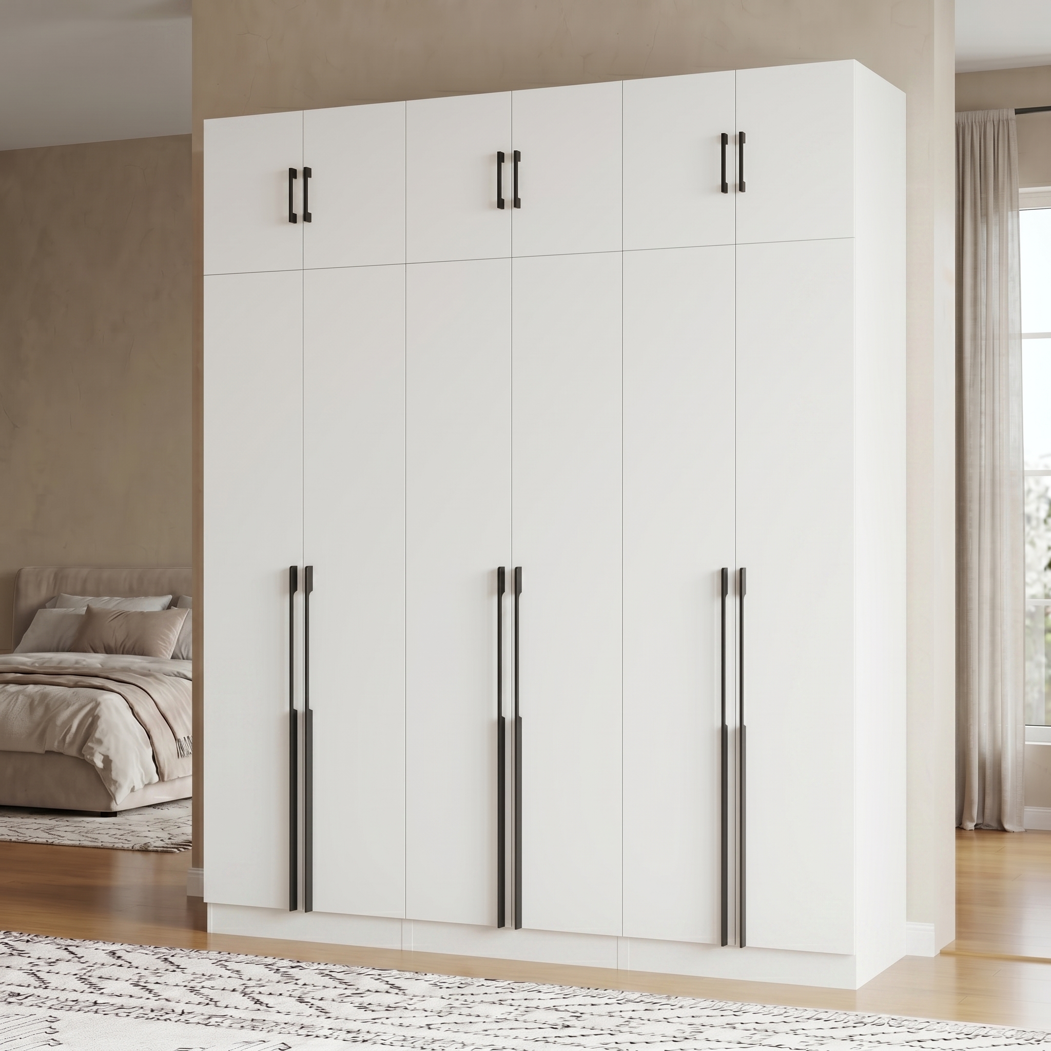دولاب ملابس 6 أبواب قابل للتخصيص - أبيض